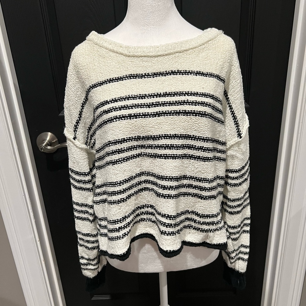 Ivory and Black Knit Sweater